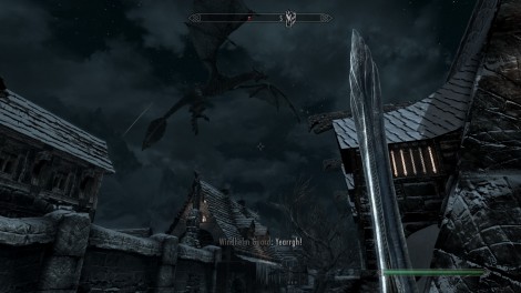 2011_skyrim Dragon attacking Windhelm