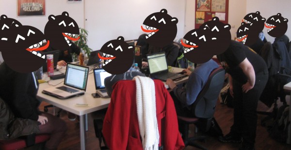 Our identities cleverly hidden by the BMJ mascot.